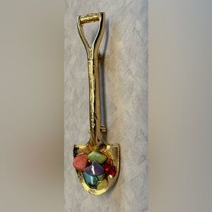 Elegant Gold Colour Pin with Gem Stones